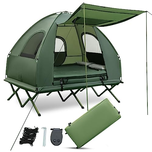 Tent Cot with Air Mattress, 2 Sleeping Bags, Carry Bag & Foot Pump H95956