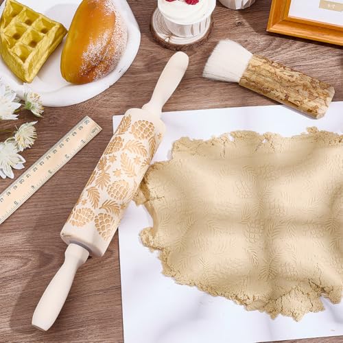 Embossed Wooden Rolling Pin 35cm U123833