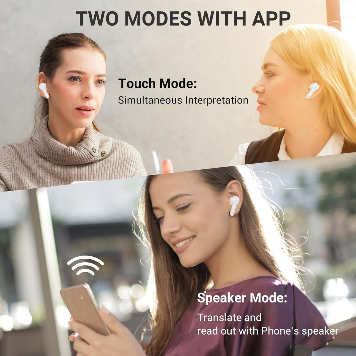 71 Language Instant Voice Translator Earbuds with Bluetooth Q310777