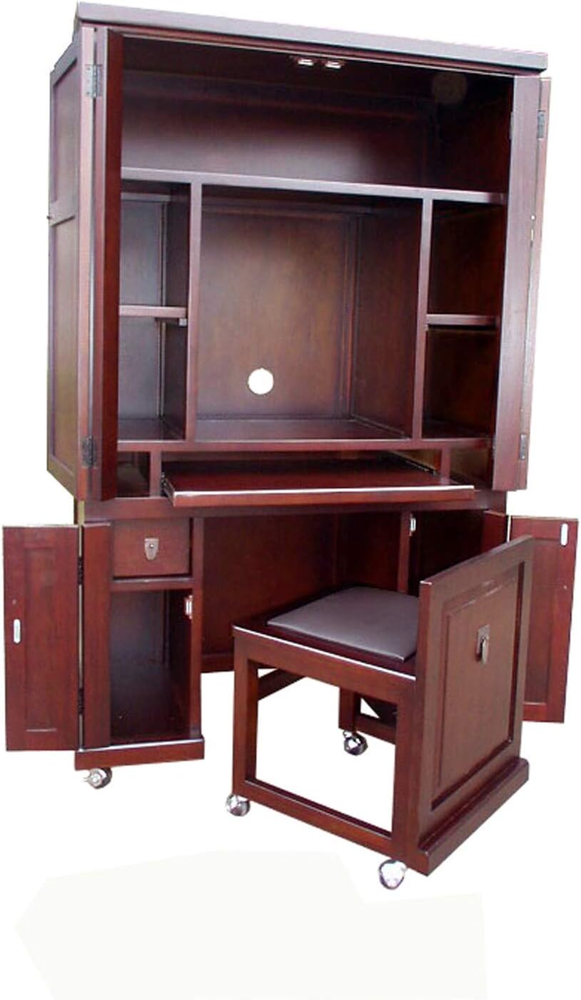 Computer Armoire with Pull Out Seat S440
