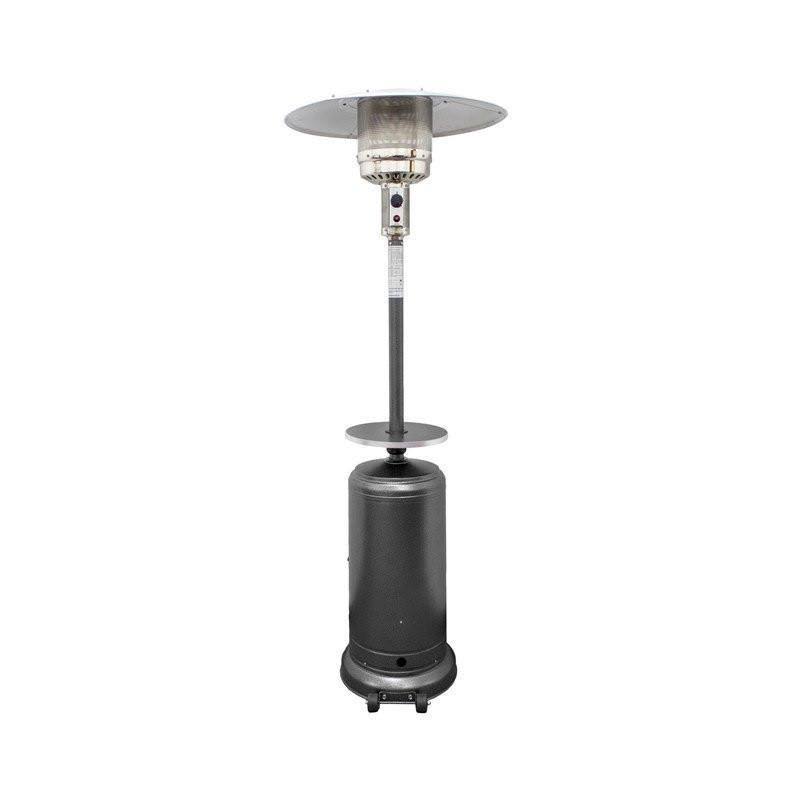 Tall Hammered Bronze and Stainless Steel Patio Heater with Table Z707782