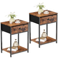 Set of 2 Nightstands with Fabric Drawer and Storage Shelf N30162