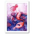 Red Coral Mermaid Black Frame 11x22x14x22 O42367