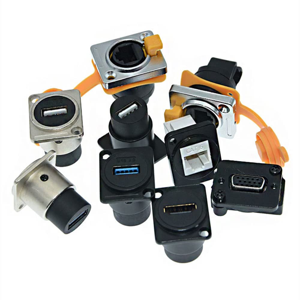 RJ45 Socket Panel Mount Connector, CAT6/CAT5E/CAT5 Female to Female LAN Adapter A652