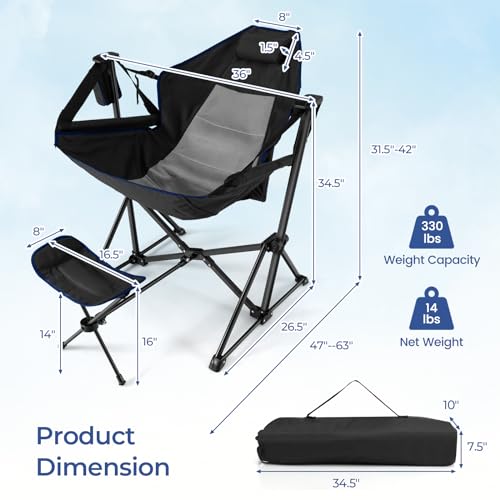 Folding Camp Chair with Detachable Footrest and Carrying Bag B80042