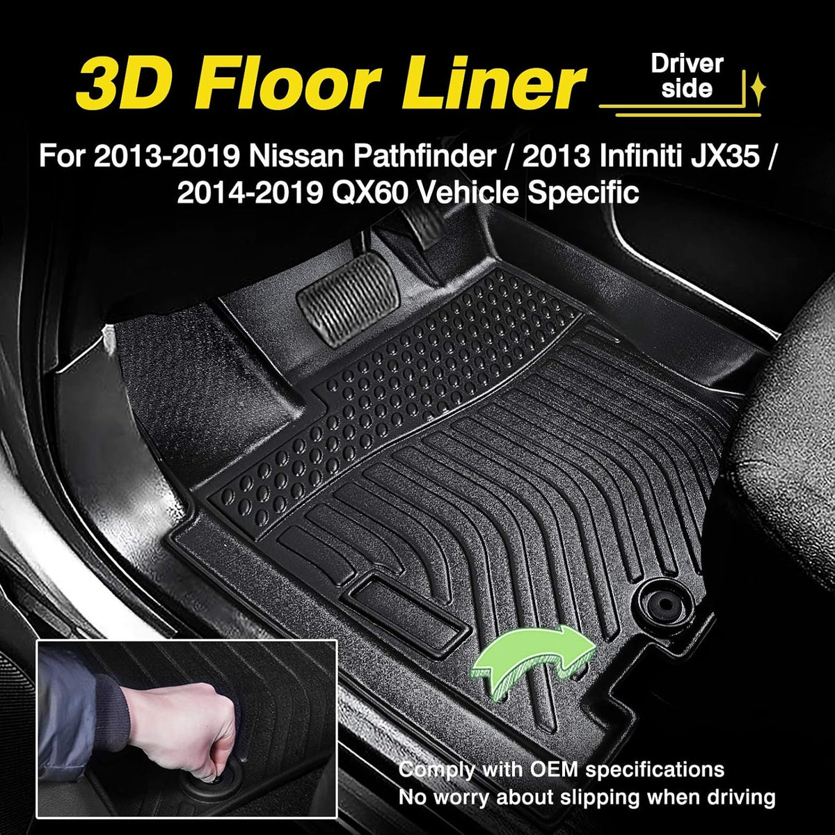 All Weather Floor Mat 2 Row Liner Set TPO Z994