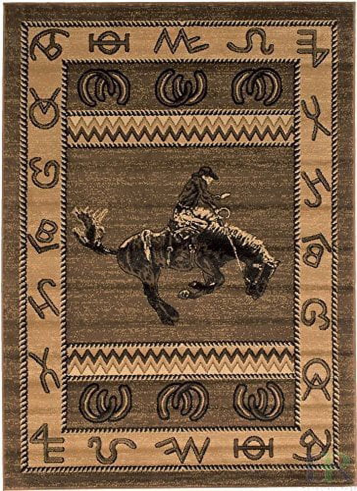 Chocolate Brown/Beige Cabin Area Rug X100159
