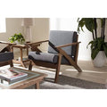 Grey Fabric and Walnut Brown Wood 1-Seater Lounge Chair R1385