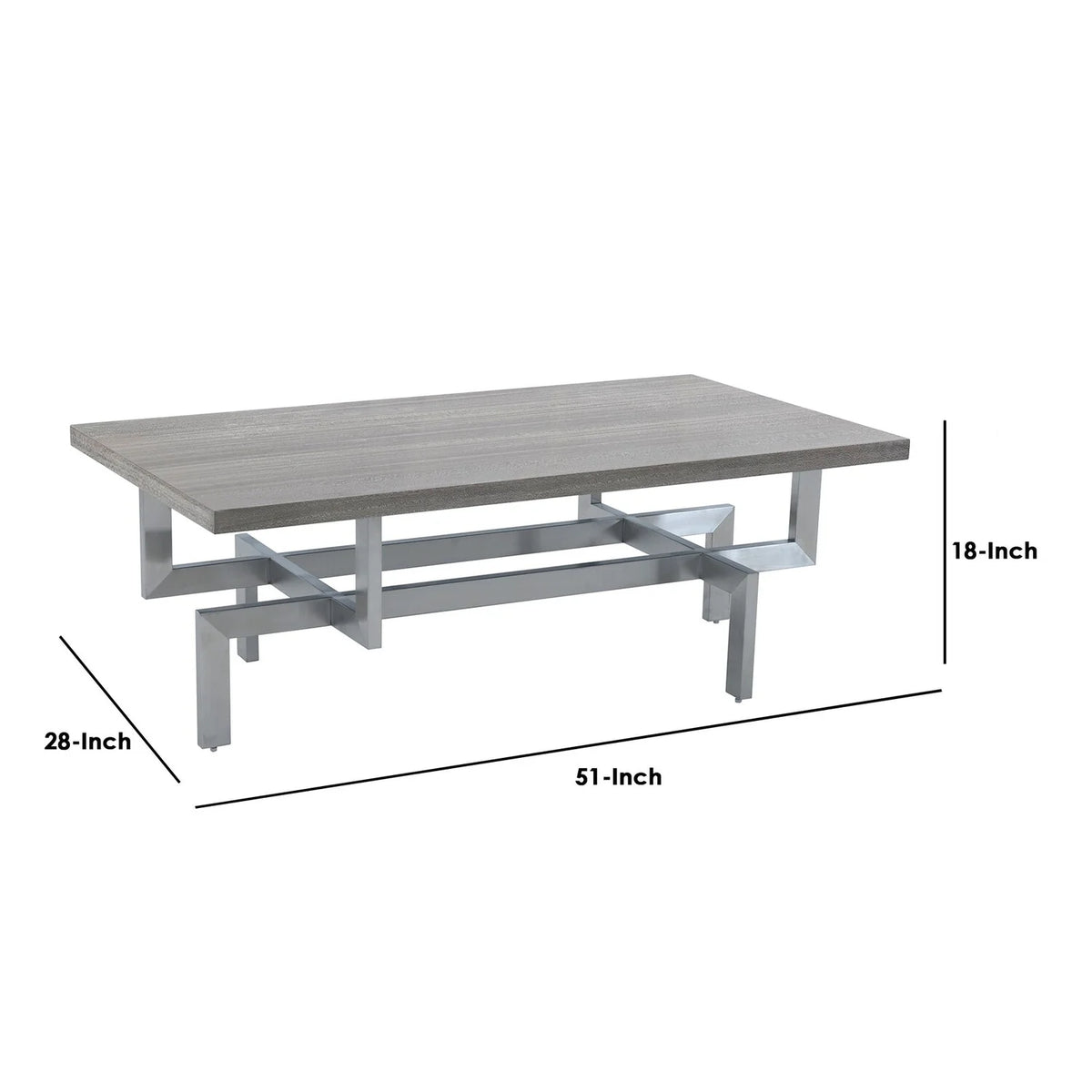 Gray Wood Coffee Table with Stainless Steel Base V956017