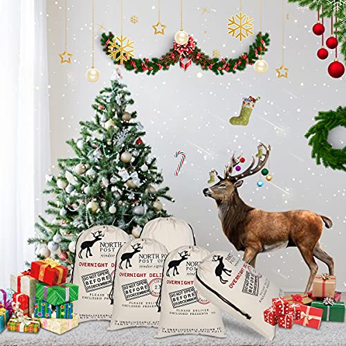 6 Pack Large Canvas Cotton Christmas Bags with Drawstrings Y5568