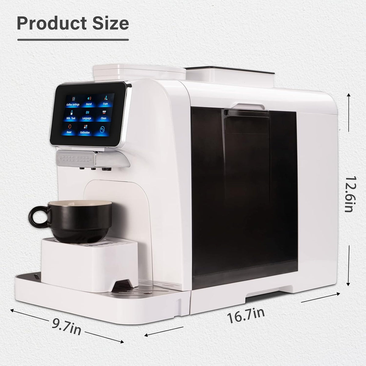 Super Automatic Espresso Coffee Machine with Milk Jug, Built-in Small Refrigerator, Controlled by WIFI Connection (White) I409893