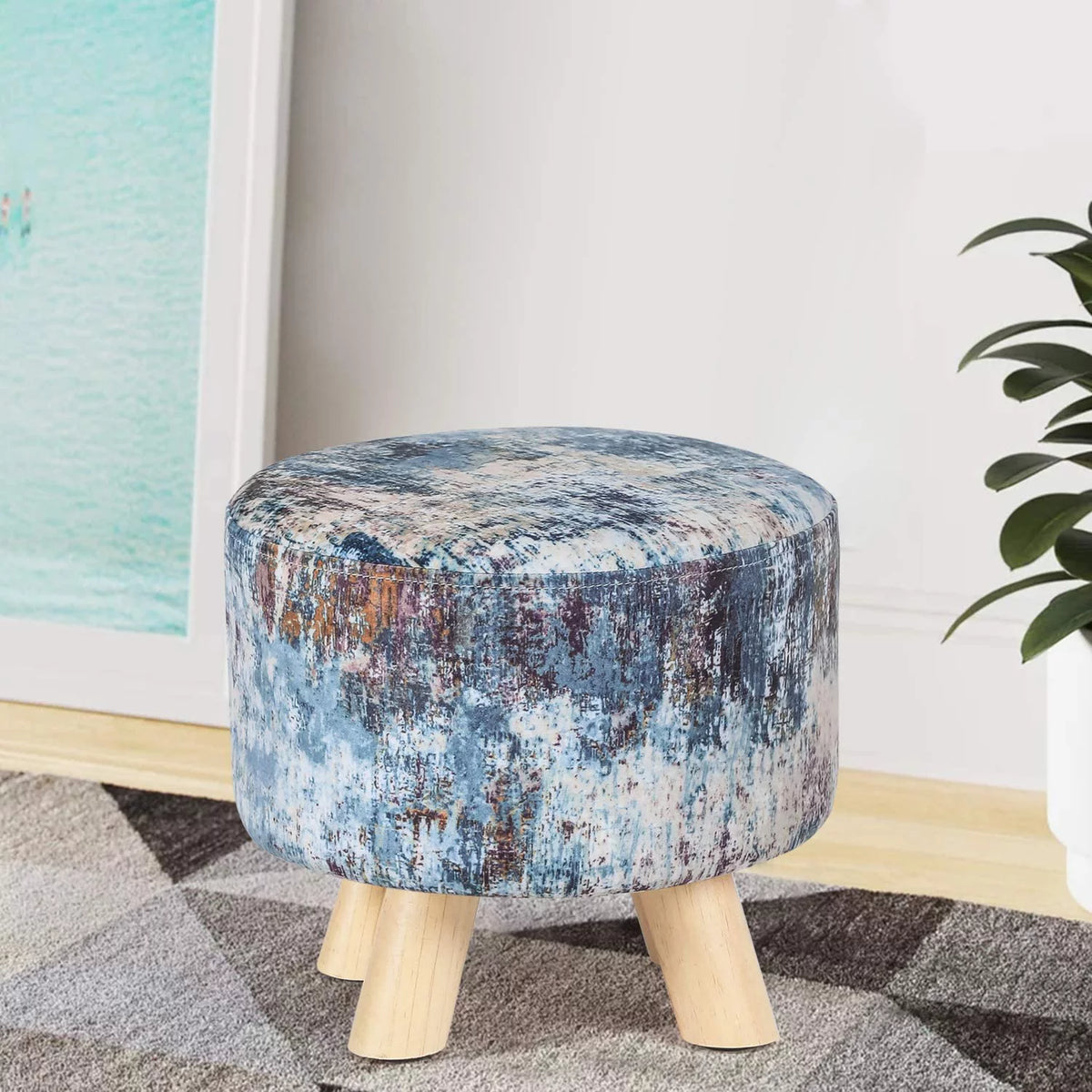 Round Fabric Padded Ottoman Foot Rest Stool E9069