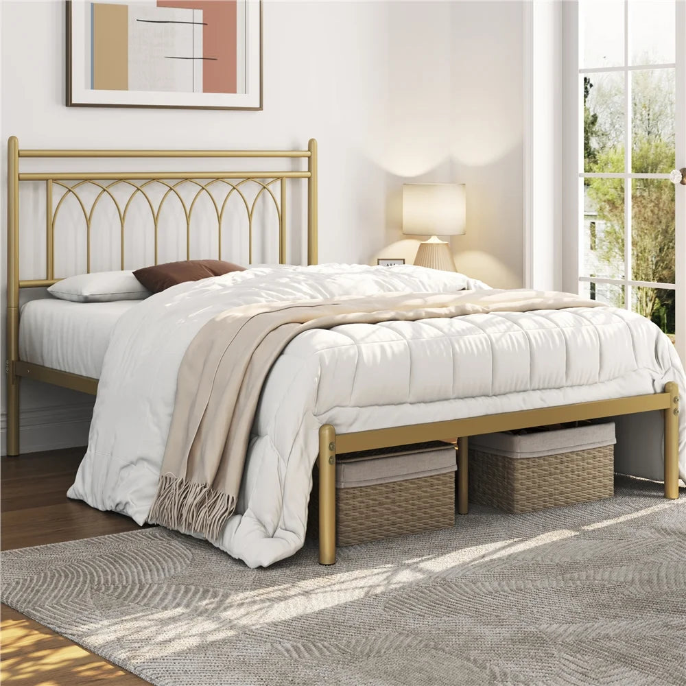 Metal Platform Bed with Headboard T732317