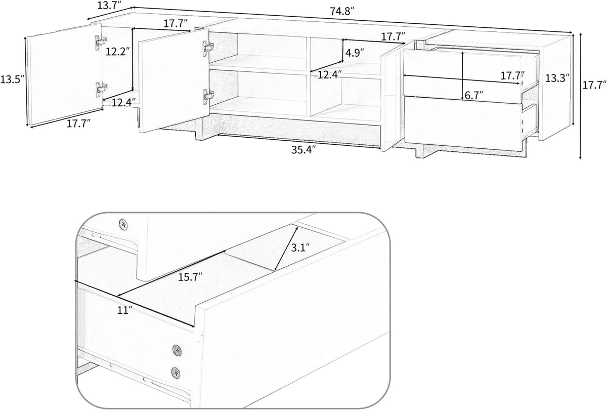 White Black Contemporary Rectangle TV Stand H776846