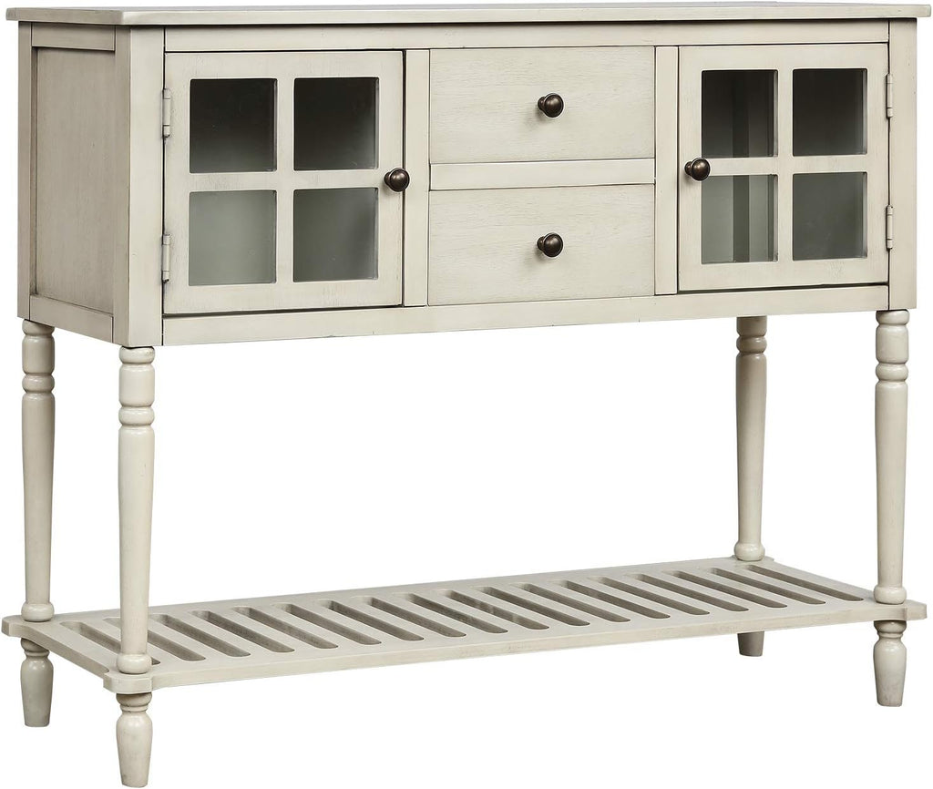 Antique Blue Sofa Table with Two Drawers and Two Cabinets W361
