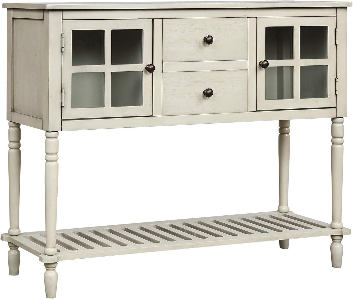 Antique Blue Sofa Table with Two Drawers and Two Cabinets W361