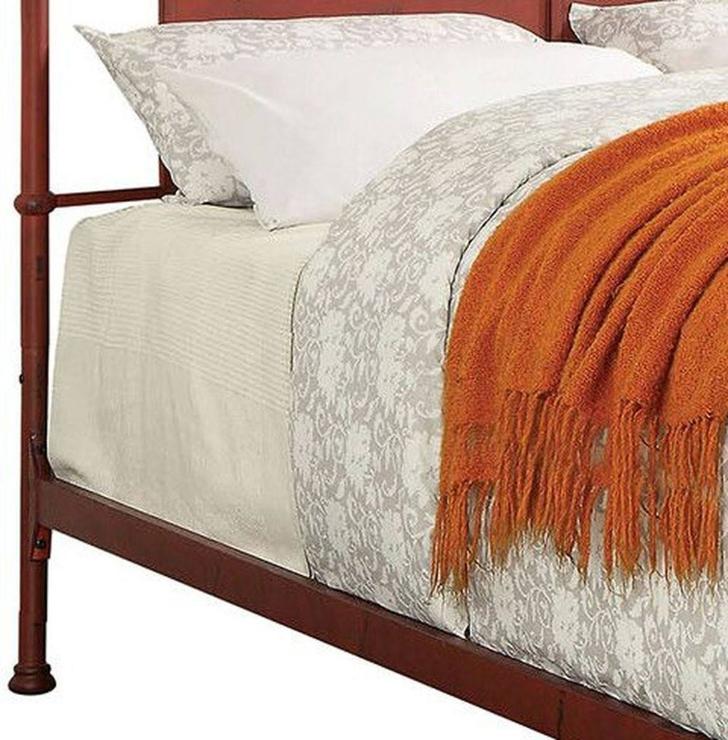 Distressed Red Cal King Bed L493