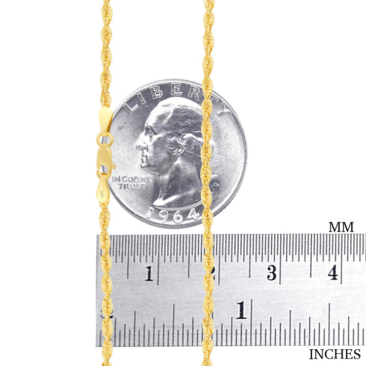 14k Yellow Gold 2.5mm Rope Chain Necklace L193854