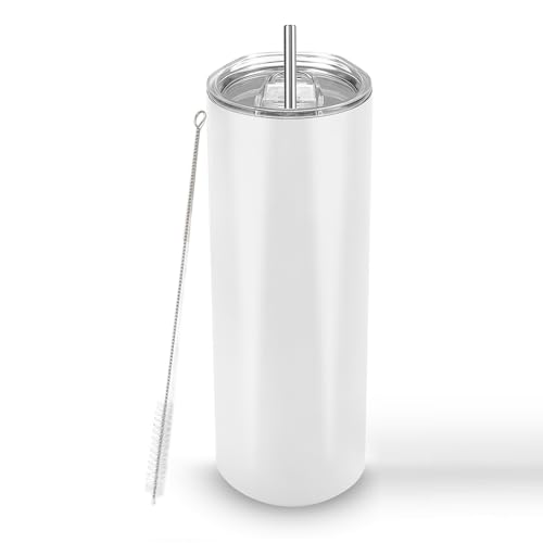 20 oz 10 Pack Stainless Steel Insulated Sublimation Tumblers with Lid and Straw R171531