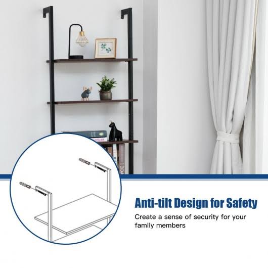5-Tier Metal Frame Ladder Shelf Brown F71874
