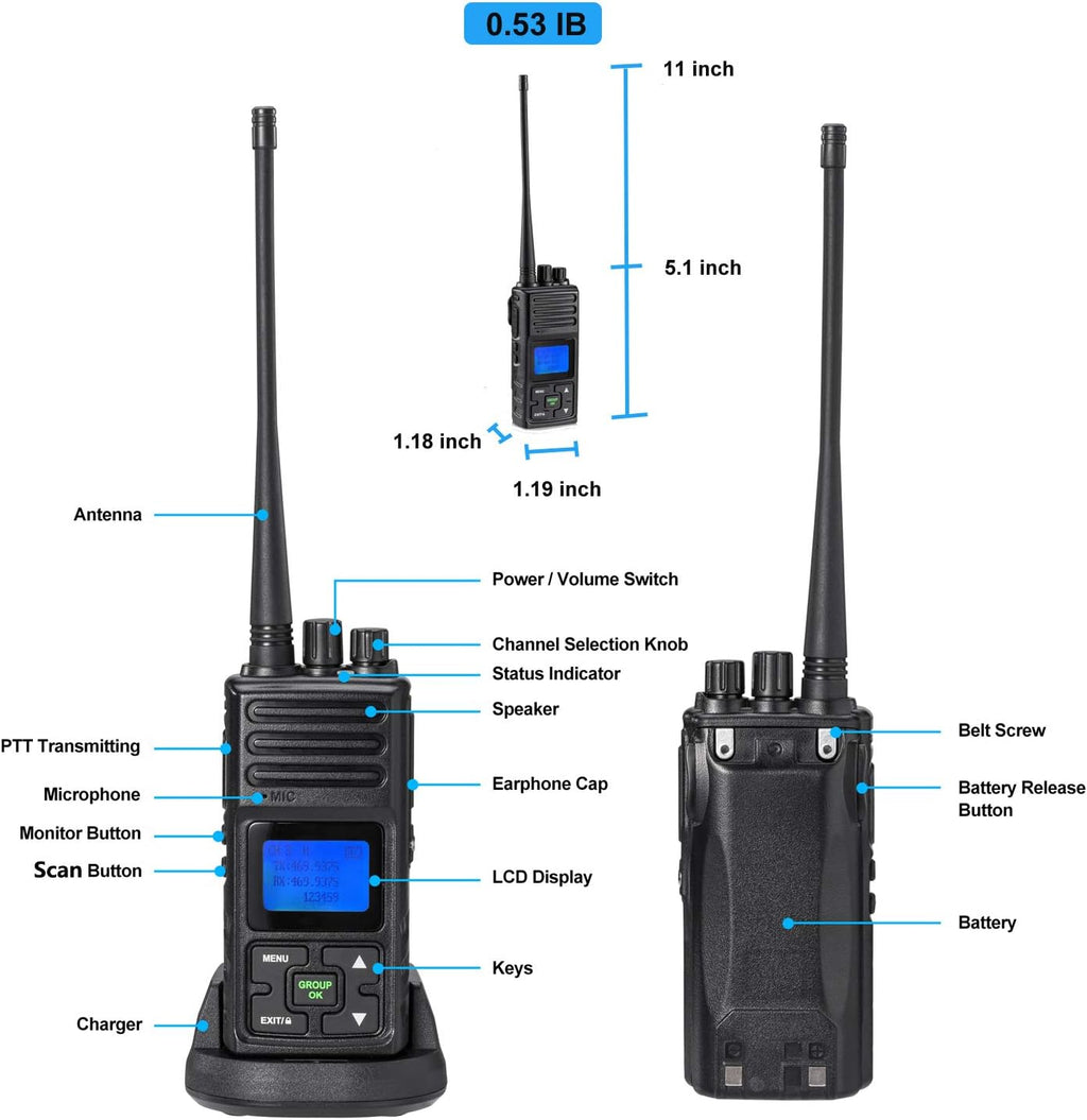3 Packs UHF Two Way Radios Walkie Talkies J7461