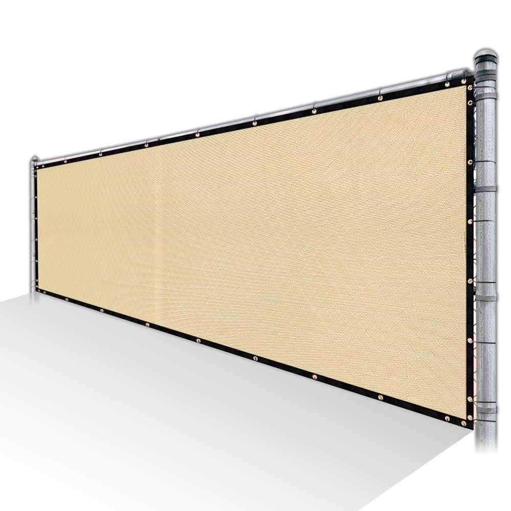Beige Privacy Fence Screen HDPE Mesh Screen with Reinforced Grommets U82067