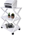 White 3 Tiers Printer Stand Cart with Storage Shelf on Wheels K517647