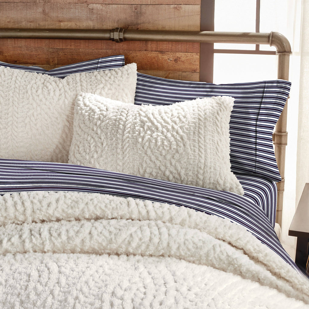 White Twin Sherpa Comforter Set J86473