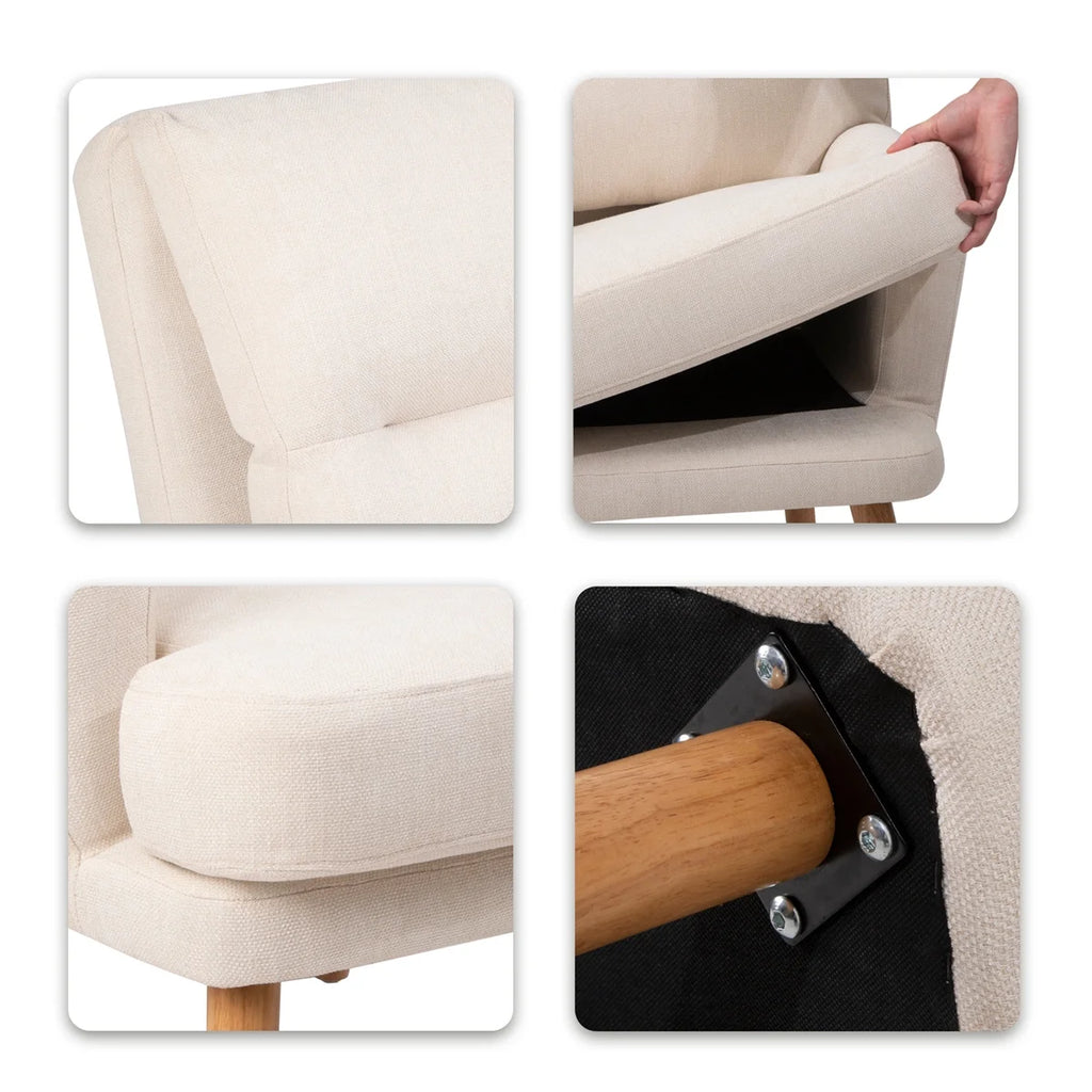 Beige Accent Chair with Ottoman Set I19587
