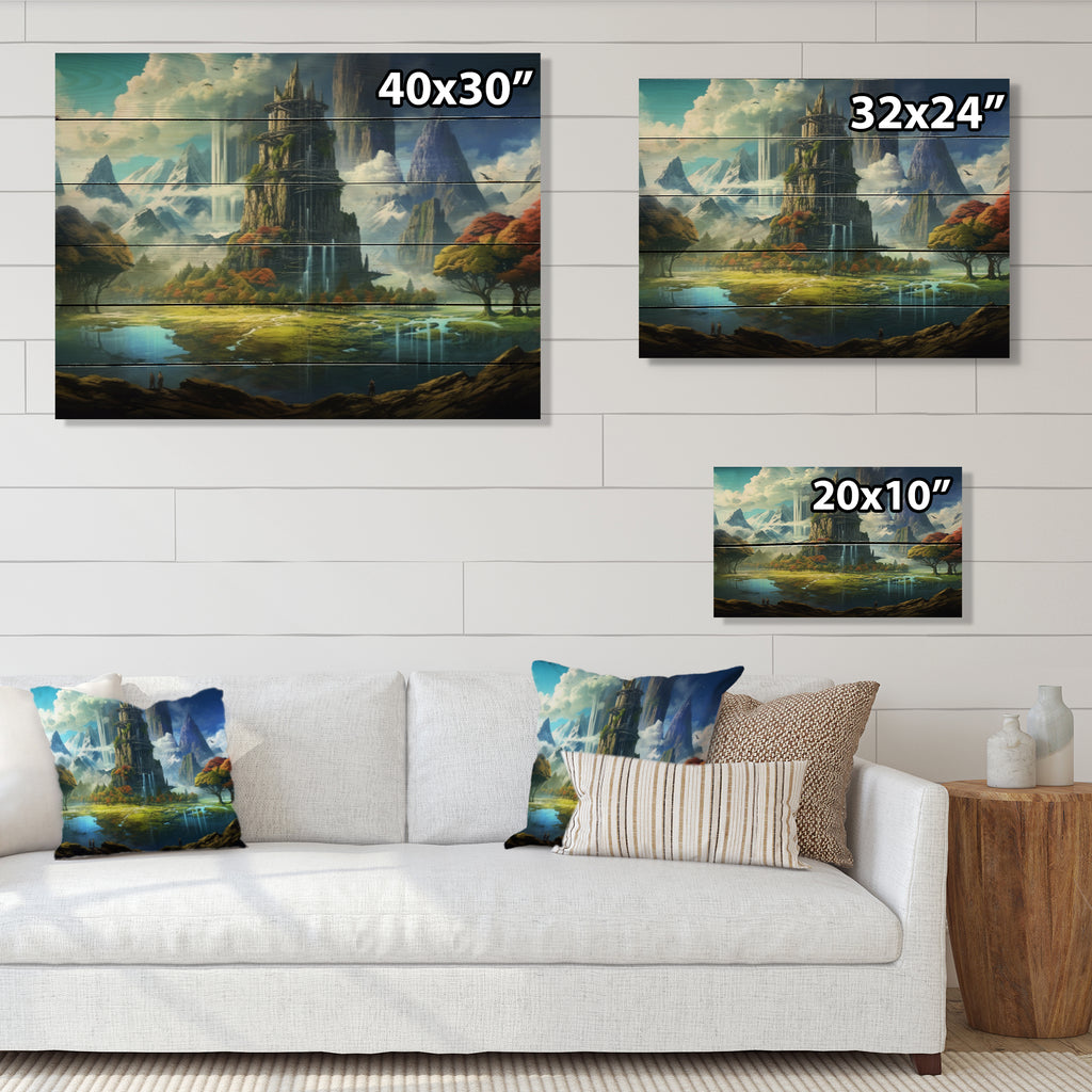 Castles Print on Natural Pine Wood J230
