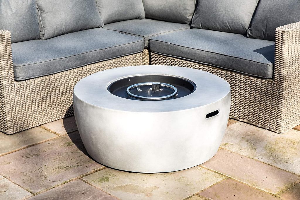 Concrete Propane Gas Fire Pit Table with PVC Cover and Lava Rocks, 50,000 BTU, 36 inch, Light Gray S338962