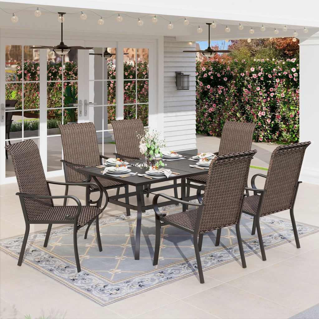 7 Pieces Wicker Rattan Patio Dining Set C51776