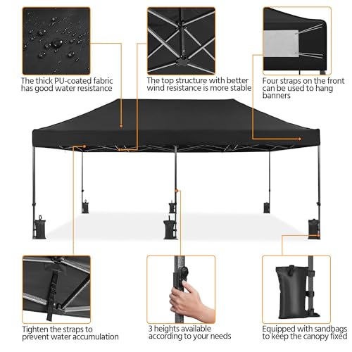 White 10x20 Pop Up Canopy Tent with Wheeled Carry Bag F4249
