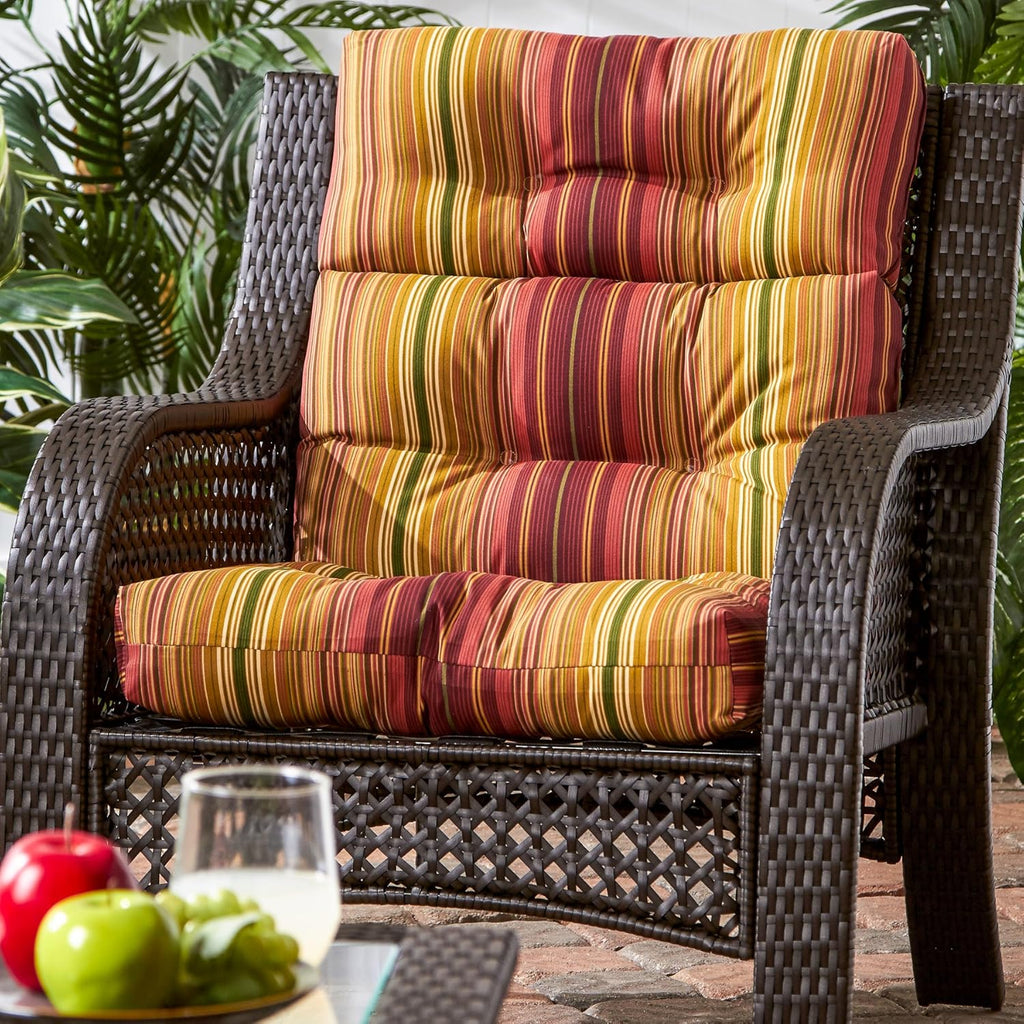 Outdoor 44 x 22-inch High Back Chair Cushion, Set of 1, Cinnamon Stripe G6957