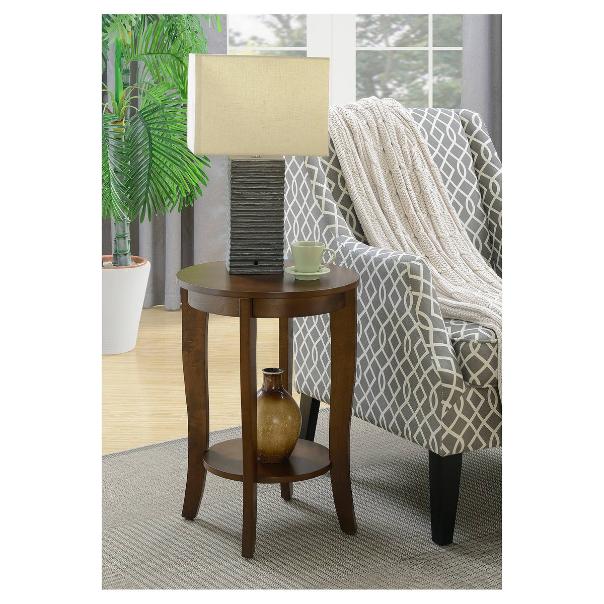 Round End Table Espresso A9319