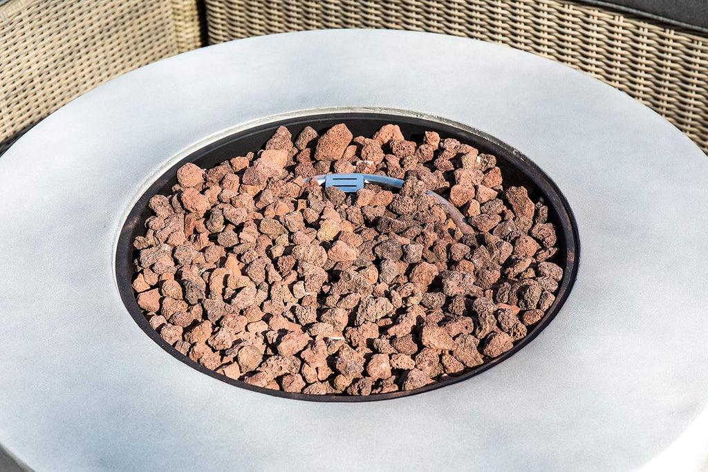 Concrete Propane Gas Fire Pit Table with PVC Cover and Lava Rocks, 50,000 BTU, 36 inch, Light Gray S338962