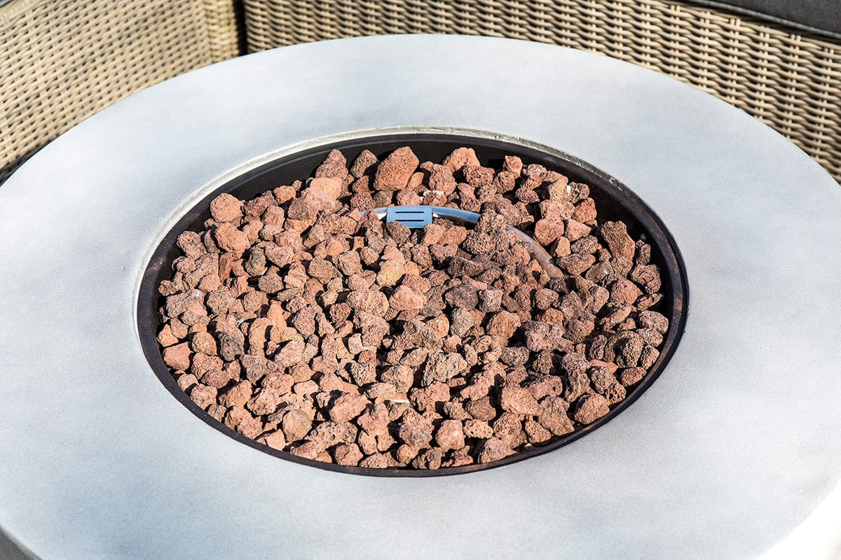 Concrete Propane Gas Fire Pit Table with PVC Cover and Lava Rocks, 50,000 BTU, 36 inch, Light Gray S338962