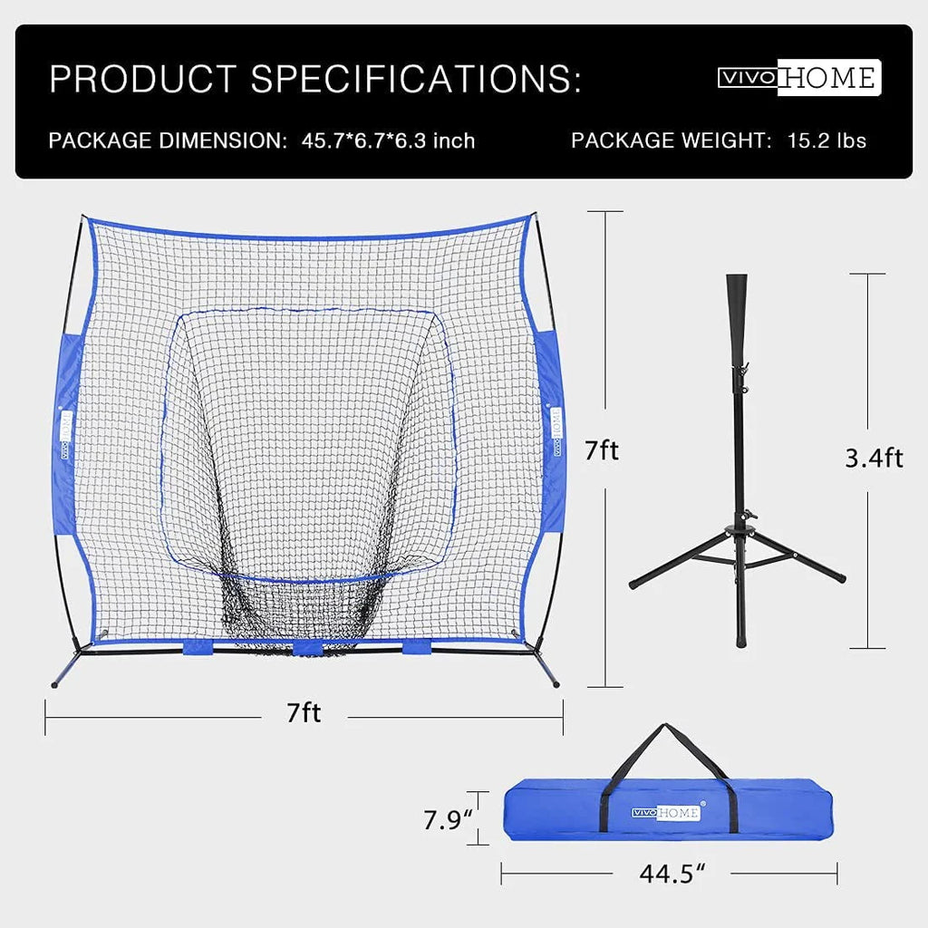 7 x 7 Feet Baseball Softball Practice Net with Strike Zone Target Tee and Carry Bag D114