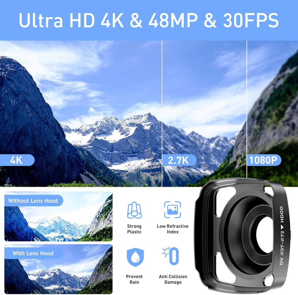4K 48MP Ultra HD WiFi Digital Camera Camcorder with Microphone R440179