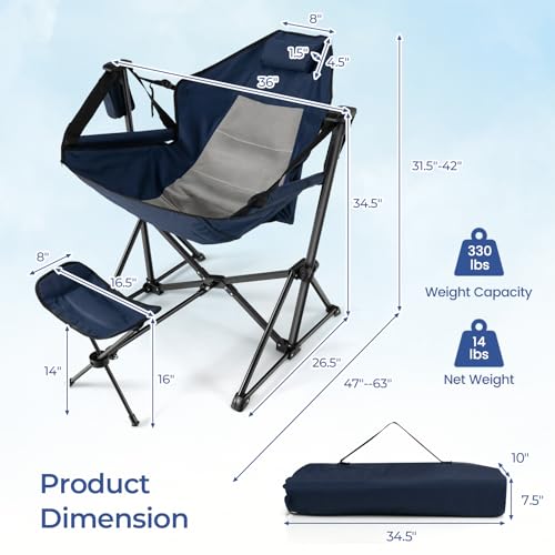 Folding Camp Chair with Detachable Footrest and Carrying Bag B80042