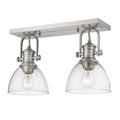 2-Light Semi-Flush Mount with Seeded Glass Pewter T8461