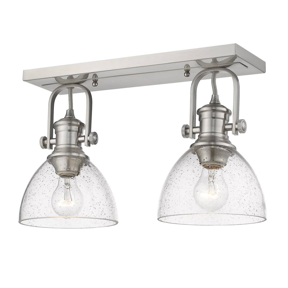 2-Light Semi-Flush Mount with Seeded Glass Pewter T8461