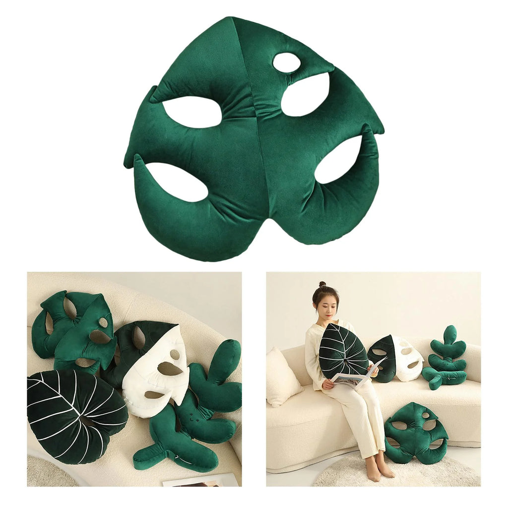 Green Plant Leaf Shaped Throw Pillow D95934