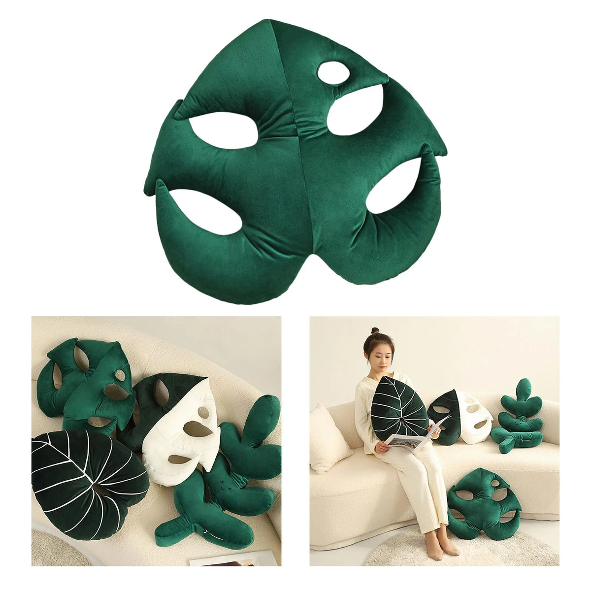 Green Plant Leaf Shaped Throw Pillow D95934