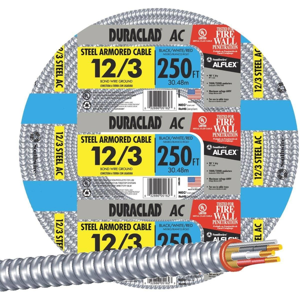250 ft. 12/3 Solid Steel Armored AC Cable O453