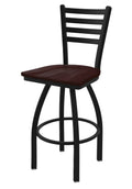 Black Wrinkle Swivel Stool with Dark Cherry Maple Seat C5955