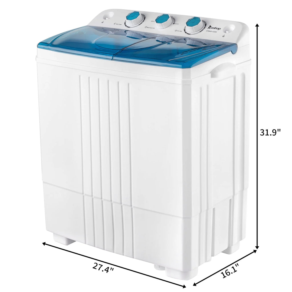 20LBS Portable Compact Twin Tub Washing Machine Washer Dryer, Blue B6629