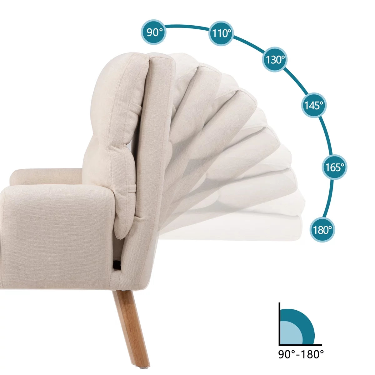 Beige Accent Chair with Ottoman Set I19587