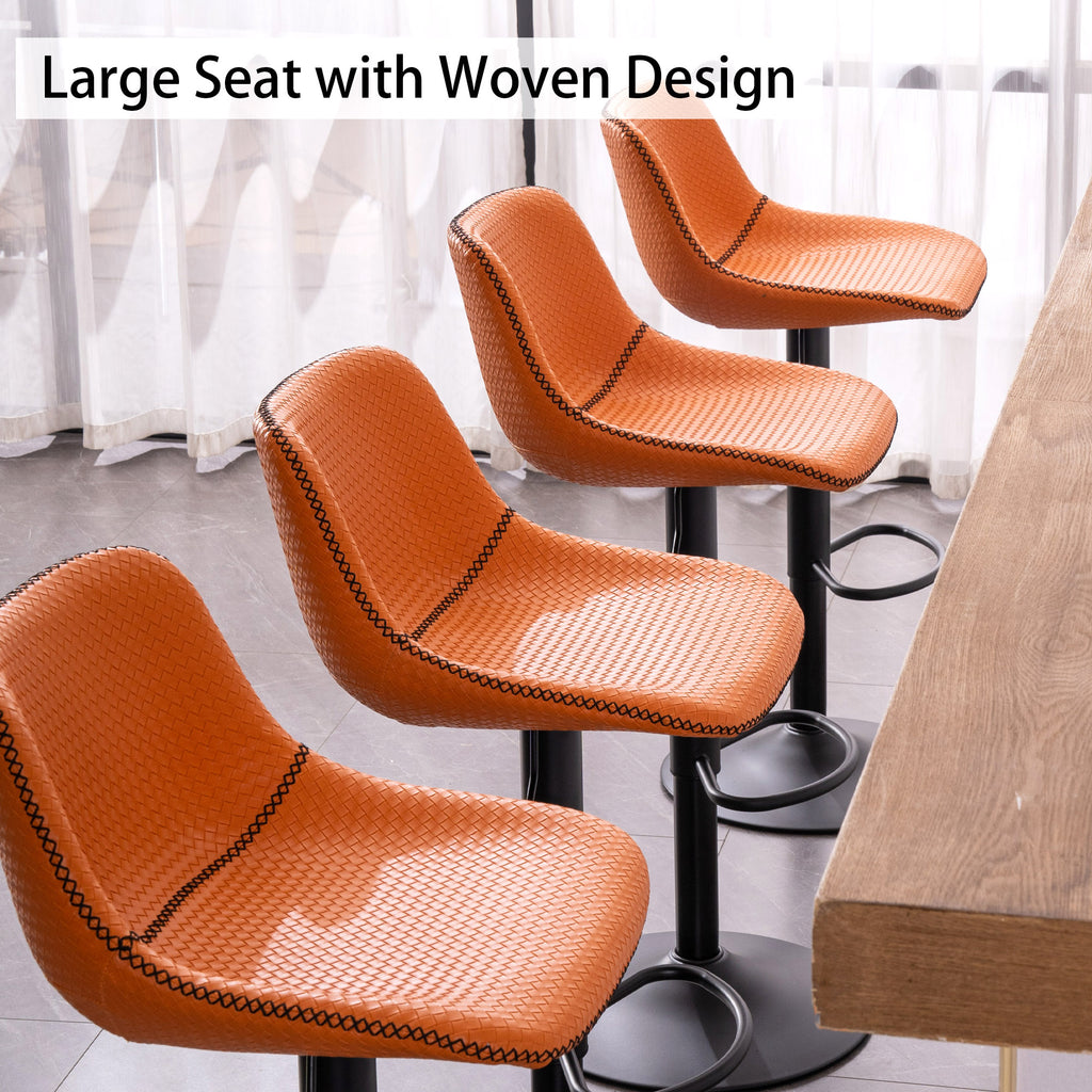 Orange PU Leather Swivel Bar Stools Set of 2 I300