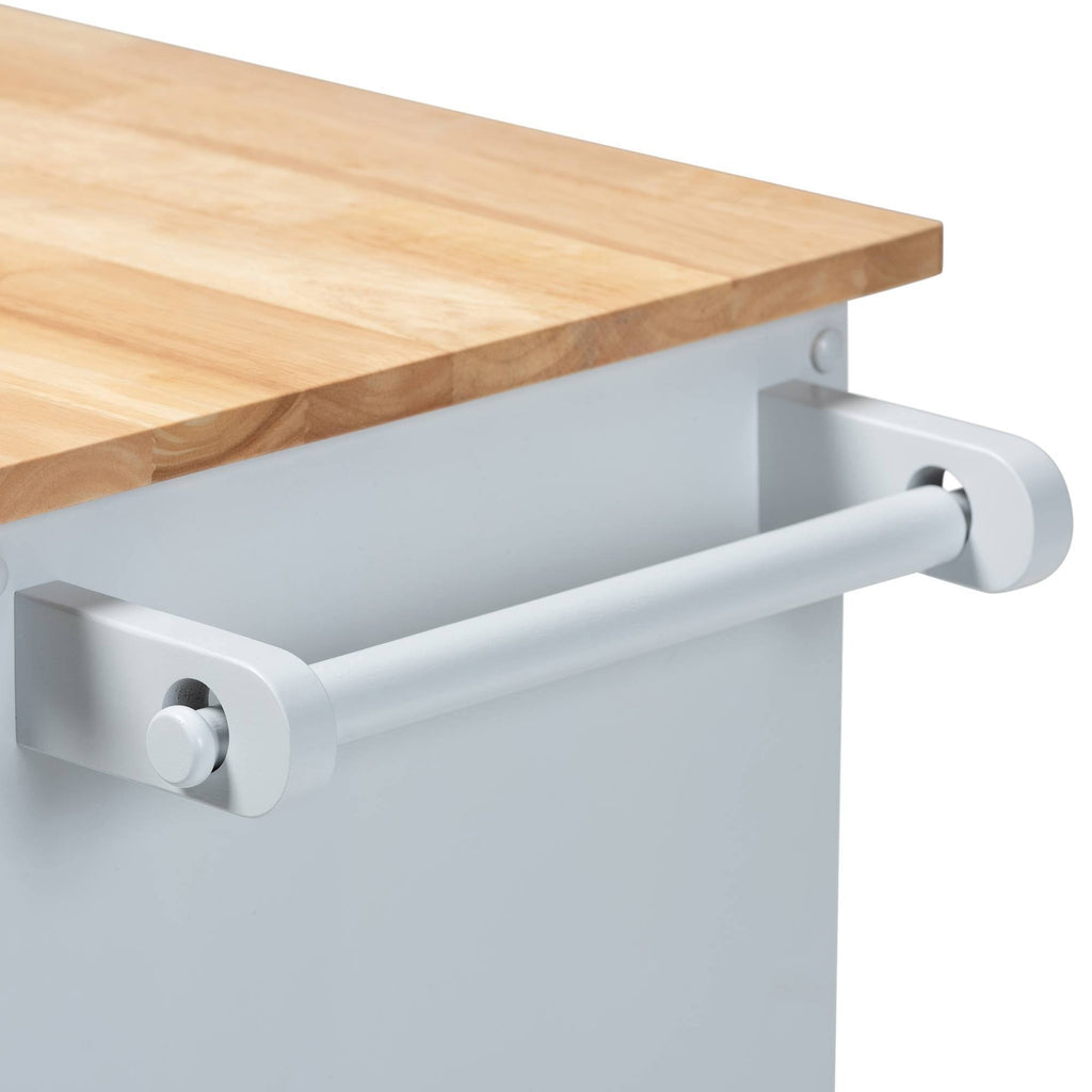 Light Grey Natural Wood Kitchen Storage Cart A945152